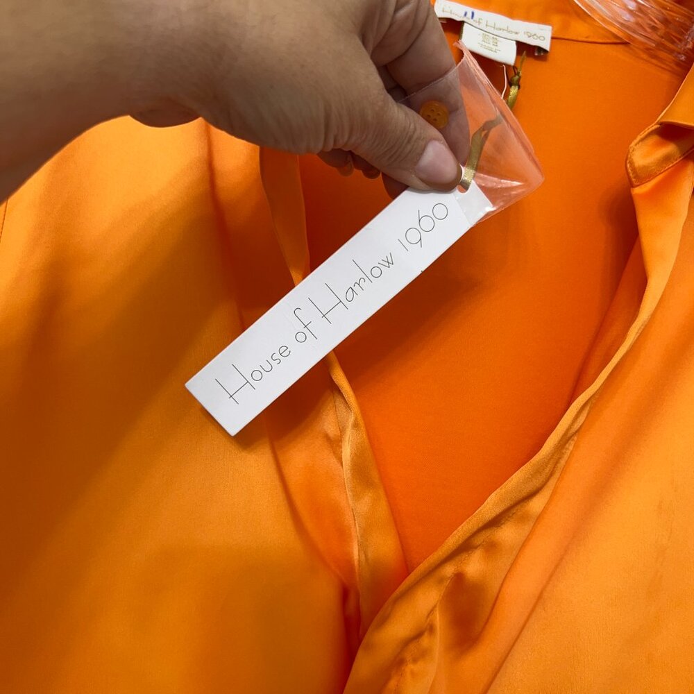 NWT House of Harlow 1960 + Revolve Orange Long Sleeve Shirt Dress. Woman's Sz M - Picture 4 of 9
